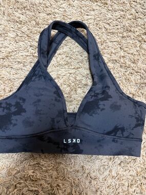 Women's Black Tie-Dye Low-Impact Sports Bra - Stamina Bra LSKD